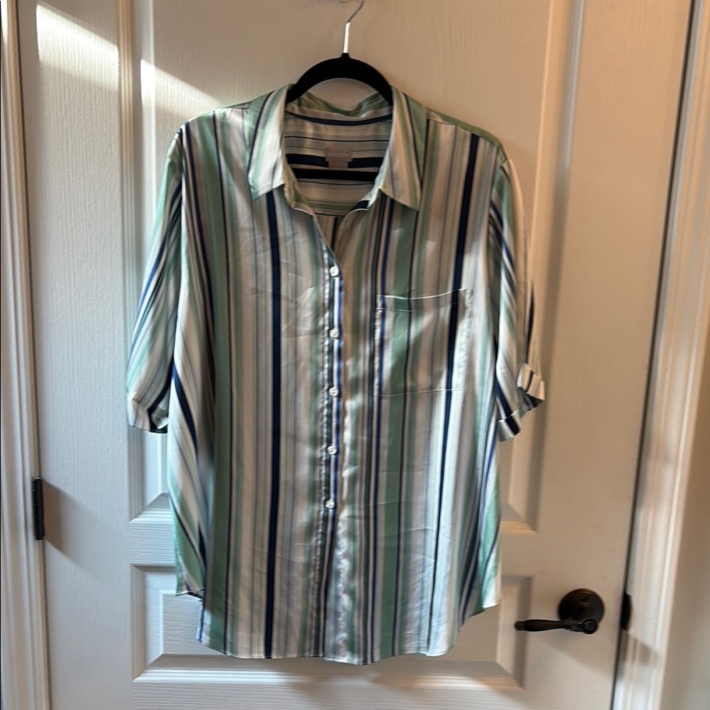 Striped Green and Blue Men's Shirt